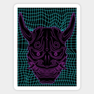 Aesthetic Synthwave Neon Pink Oni Demon Magnet